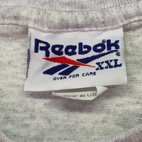 VTG 90s REEBOK Single Stitch Large Logo T Shirt Made in USA Size XXL 2XL Gray - Picture 4 of 10
